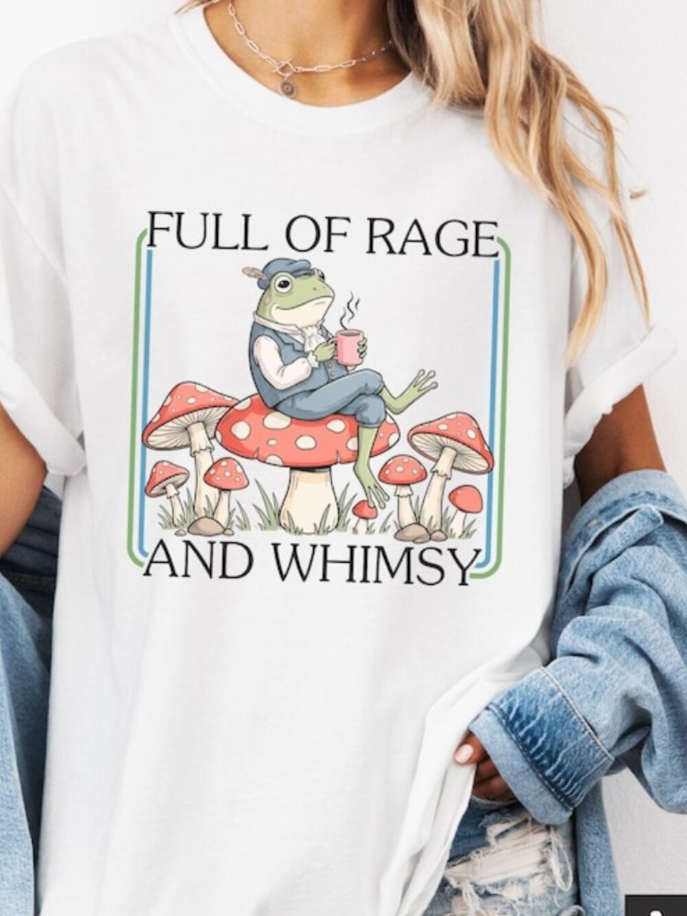 Full Of Rage and Whimsy' Shirt, Retro Cottagecore Frog With Coffee Tee